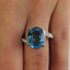 Oval Cut Blue Topaz Gemstone Multi-Stone 4-Prong Cocktail Ring with Round White Diamond Accents in White Gold - #IMP-R-L-W-OV-TOP