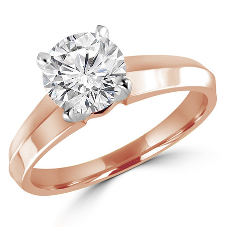Solitaire Round Cut Diamond Knife Edge Engagement Ring in Rose Gold (MVS0016-R) - #1535L-R