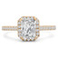 Radiant Cut Diamond Multi-Stone 4-Prong Halo Engagement Ring with Round Diamond Accents in Yellow Gold - #EMERALD-RAD-Y