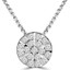 Round Cut Diamond Multi-Stone Fashion Cluster Pendant Necklace with Chain in White Gold - #PETH0590-W