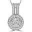 Round Cut Diamond Pave Fashion Pendant Necklace with Chain in White Gold - #PETH7900-W