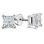 Princess Cut Diamond Solitaire 4-Prong Stud Earrings with Screwbacks in White Gold - #S415-W