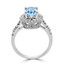 Oval Cut Blue Topaz Gemstone Multi-Stone 4-Prong Halo Cocktail Ring with Round Diamond Accents in White Gold - #HR6224-W-TOUR