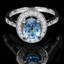 Oval Cut Blue Topaz Gemstone Multi-Stone 4-Prong Halo Cocktail Ring with Round Diamond Accents in White Gold - #HR6224-W-TOUR
