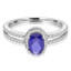 Oval Cut Purple Iolite Gemstone Multi-Stone Split-Shank 4-Prong Halo Ring with Round Diamond Accents in White Gold - #HR10062-W