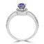 Oval Cut Purple Iolite Gemstone Multi-Stone Split-Shank 4-Prong Halo Ring with Round Diamond Accents in White Gold - #HR10062-W