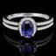 Oval Cut Purple Iolite Gemstone Multi-Stone Split-Shank 4-Prong Halo Ring with Round Diamond Accents in White Gold - #HR10062-W