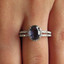 Oval Cut Purple Iolite Gemstone Multi-Stone Split-Shank 4-Prong Halo Ring with Round Diamond Accents in White Gold - #HR10062-W