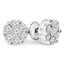 Round Cut Diamond Cluster Multi-Stone Shared-Prong Stud Earrings with Screwbacks in White Gold - #EAOH5913
