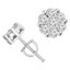 Round Cut Diamond Cluster Multi-Stone Shared-Prong Stud Earrings with Screwbacks in White Gold - #EAOH5913
