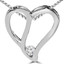 Round Cut Diamond Solitaire Heart Shape Pendant Necklace with Chain in White Gold - #PEOX2945-W