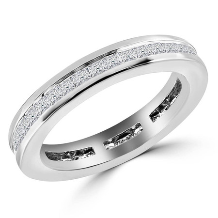 Princess Cut Diamond Full-Eternity Wedding Band Ring in White Gold - #HR10085-W