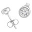 Round Cut Diamond Solitaire Bezel-Set Stud Earrings in White Gold - #HE1512-W