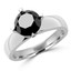 Round Cut Black Diamond Solitaire 4-Prong Engagement Ring in White Gold - #HR6948-W-BLK