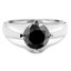 Round Cut Black Diamond Solitaire 4-Prong Engagement Ring in White Gold - #HR6948-W-BLK
