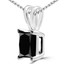 Princess Cut Black Diamond 4-Prong Solitaire Pendant Necklace with Chain in White Gold - #CDPEOH1871