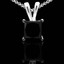 Princess Cut Black Diamond 4-Prong Solitaire Pendant Necklace with Chain in White Gold - #CDPEOH1871