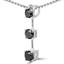 Round Cut Black Diamond Three-Stone 4-Prong Stick Pendant Necklace with Chain in White Gold - #R753L-W-BLK