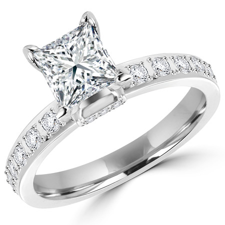 Princess Cut Diamond Multi-Stone V-Prong Engagement Ring in White Gold - #2304LP-W