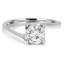 Round Cut Diamond Solitaire 4-Prong Bypass-Shank Engagement Ring in White Gold - #HR6951-W