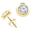 Round Cut Diamond Solitaire Bezel-Set Stud Earrings with Pushbacks in Yellow Gold - #ER1000-Y