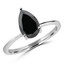 Pear Cut Black Diamond Solitaire 3-Prong Engagement Ring in White Gold - #10071-W