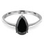 Pear Cut Black Diamond Solitaire 3-Prong Engagement Ring in White Gold - #10071-W