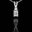 Emerald & Round Cut Diamond Two-Stone 4-Prong Pendant Necklace with Chain in White Gold - #DPE-2-W