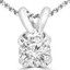 Round Cut Diamond Solitaire 4-Double Prong Pendant with Chain in White Gold - #R790R-W