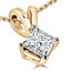 Princess Cut Diamond Solitaire 4-Prong Pendant Necklace with Chain in Yellow Gold - #PSQ-Y