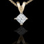Princess Cut Diamond Solitaire 4-Prong Pendant Necklace with Chain in Yellow Gold - #PSQ-Y