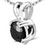 Round Cut Black Diamond Solitaire 4 Double-Prong Pendant Necklace with Chain in White Gold - #R790R-W-BLK