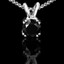 Round Cut Black Diamond Solitaire 4 Double-Prong Pendant Necklace with Chain in White Gold - #R790R-W-BLK