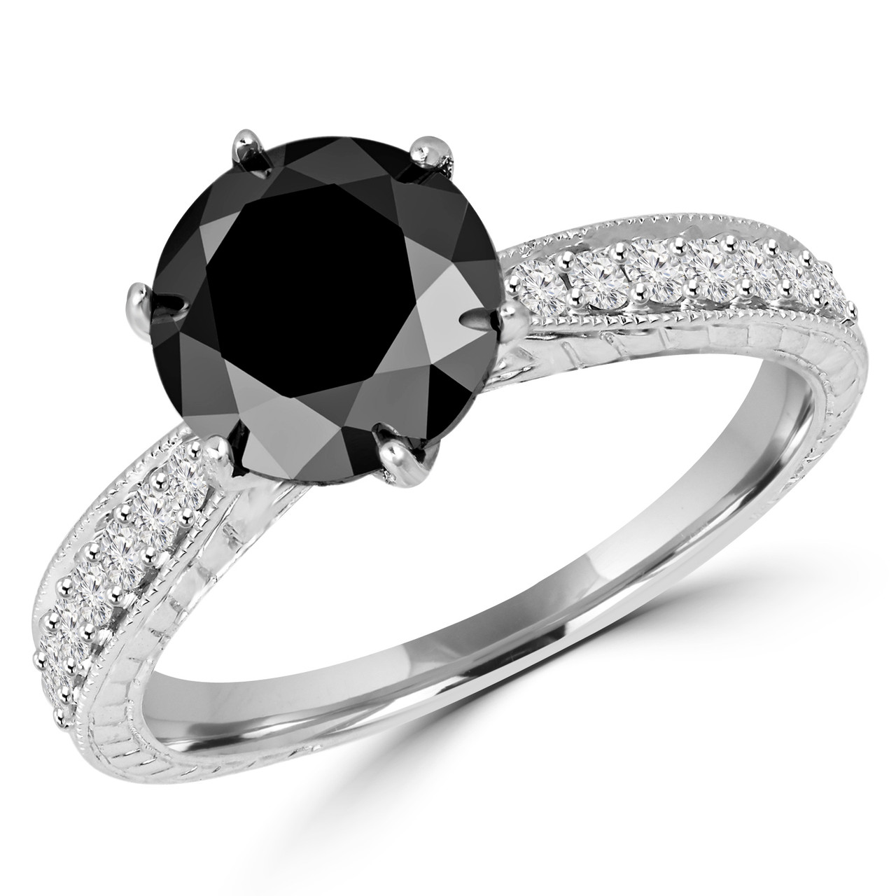 Vintage Black Diamond Engagement Ring | Bijoux Majesty