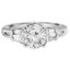Round Cut Diamond Multi-Stone 4-Prong Vintage Engagement Ring with Baguette Cut Diamond Accents in White Gold - #RD6421J-W