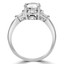 Round Cut Diamond Multi-Stone 4-Prong Vintage Engagement Ring with Baguette Cut Diamond Accents in White Gold - #RD6421J-W