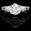 Round Cut Diamond Multi-Stone 4-Prong Vintage Engagement Ring with Baguette Cut Diamond Accents in White Gold - #RD6421J-W