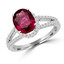 Oval Cut Pink Tourmaline Gemstone Multi-Stone Split-Shank 4-Prong Halo Cocktail Ring with Round Diamond Accents in White Gold - #HR6196-W-OV-TOUR