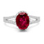 Oval Cut Pink Tourmaline Gemstone Multi-Stone Split-Shank 4-Prong Halo Cocktail Ring with Round Diamond Accents in White Gold - #HR6196-W-OV-TOUR