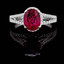 Oval Cut Pink Tourmaline Gemstone Multi-Stone Split-Shank 4-Prong Halo Cocktail Ring with Round Diamond Accents in White Gold - #HR6196-W-OV-TOUR