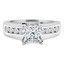 Princess Cut Diamond Multi-Stone V-Prong Engagement Ring with Round Channel Set Diamond Accents in White Gold - #2074LP-W