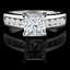 Princess Cut Diamond Multi-Stone V-Prong Engagement Ring with Round Channel Set Diamond Accents in White Gold - #2074LP-W