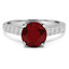 Round Cut Red Ruby Gemstone Multi-Stone 4-Prong Cathedral-Set Vintage Engagement Ring with Round White Diamond Accents in White Gold - #SM1991-W-RUBY