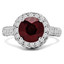 Round Cut Red Ruby Gemstone Multi-Stone 4-Prong Vintage Halo Engagement Ring with Round Diamond Accents in White Gold - #HR6260-W-RUB