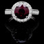 Round Cut Red Ruby Gemstone Multi-Stone 4-Prong Vintage Halo Engagement Ring with Round Diamond Accents in White Gold - #HR6260-W-RUB