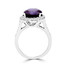 Oval Cut Purple Iolite Gemstone Multi-Stone 4-Prong Halo Ring with Round Diamond Accents in White Gold - #FRHT9941-W-IO