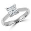 Princess Cut Diamond Solitaire Tapered-Shank V-Prong Cathedral-Set Engagement Ring in White Gold - #2309LP-W