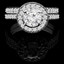 Round Cut Diamond Multi-Stone 4-Prong Vintage Cathedral-Set Halo Engagement Ring and Wedding Band Bridal Set with Round Diamond Accents in White Gold - #2502WS-W-SET