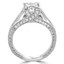 Princess Cut Diamond Vintage Multi-Stone V-Prong Engagement Ring with Round Diamond Accents in White Gold - #2028LP-W