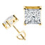 Princess Cut Diamond Solitaire V-Prong Stud Earrings with Screwbacks in Yellow Gold - #S420-Y